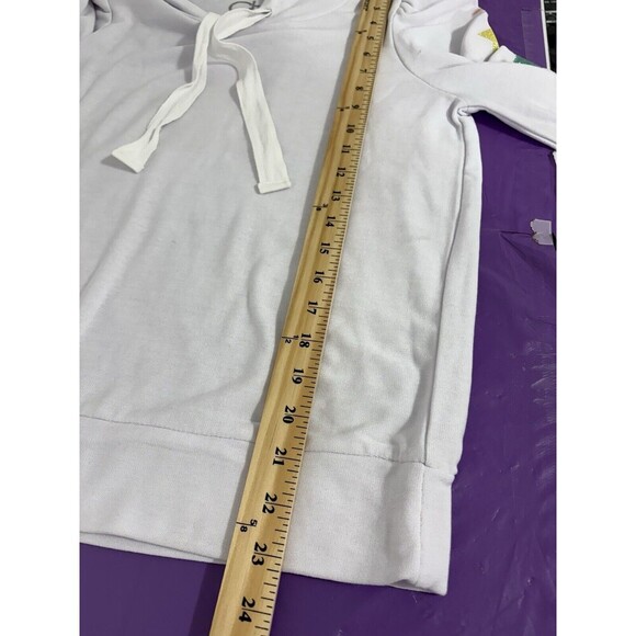 CHASER PASTEL GLITTER SUPERSTAR ULTRA GIRLIE WHITE HOODED 3/4 SLEEVE PULLOVER SM - Picture 7 of 9